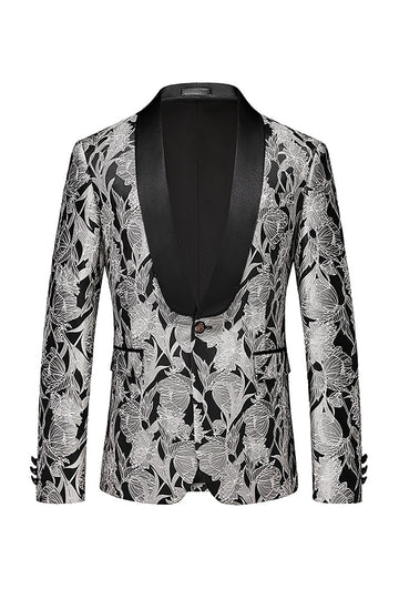 Silver Shawl Lapel Imprimé Hommes Blazer